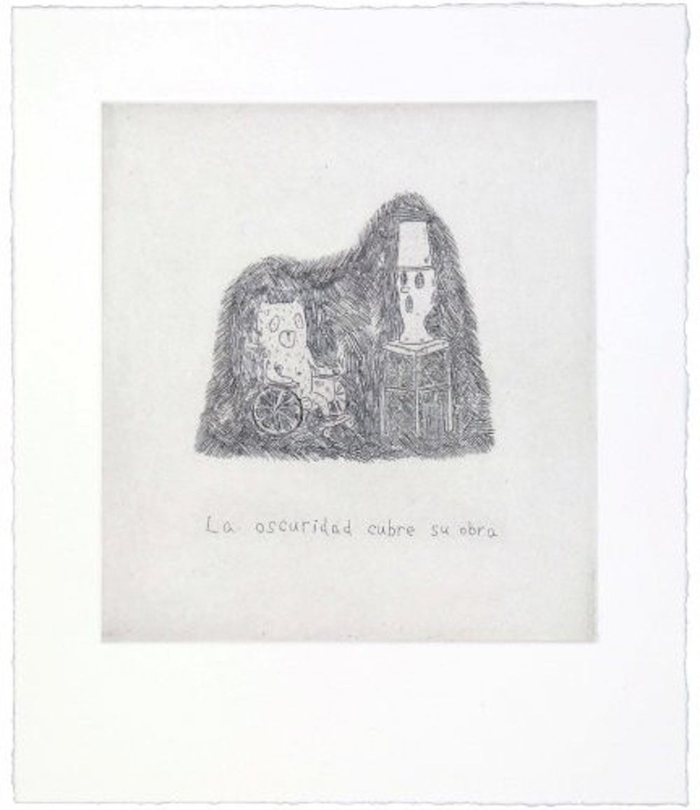 Atsushi Kaga – The darkness covers his work, 2014 – Etching