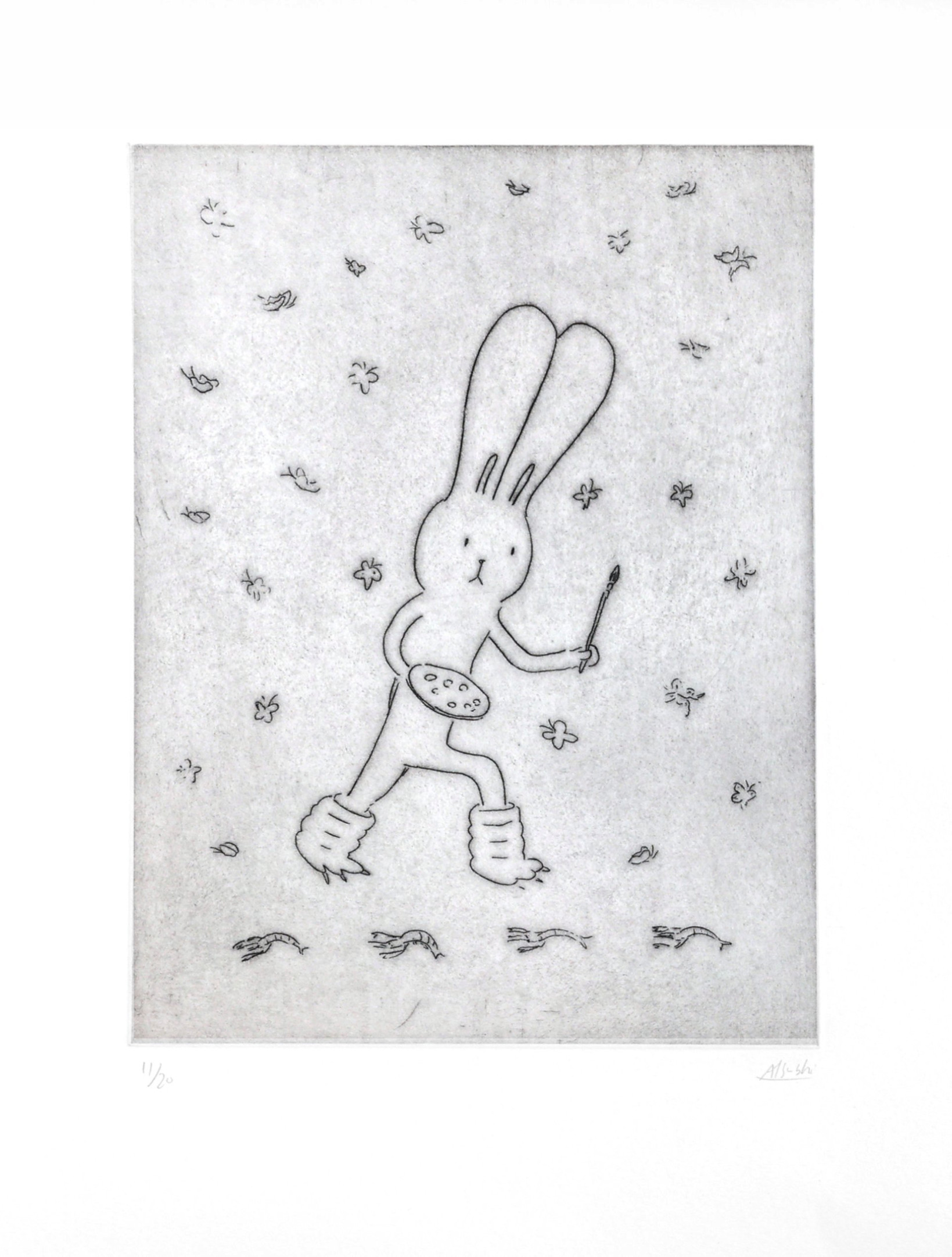 Atsushi Kaga – Usacchi-Painting butterflies, 2025 – Etching