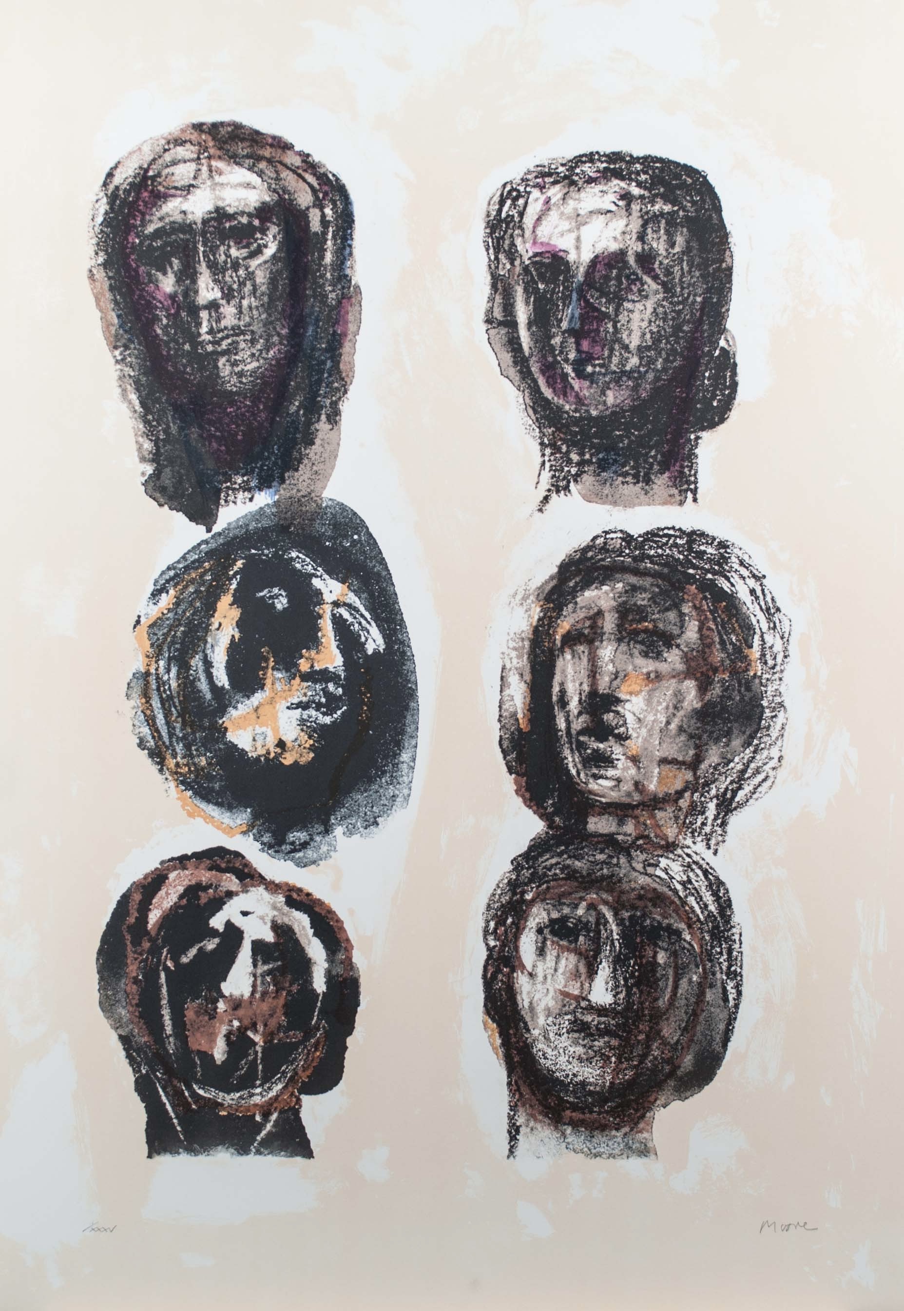 Henry Moore – Six Heads Olympians, 1982 – Lithografie
