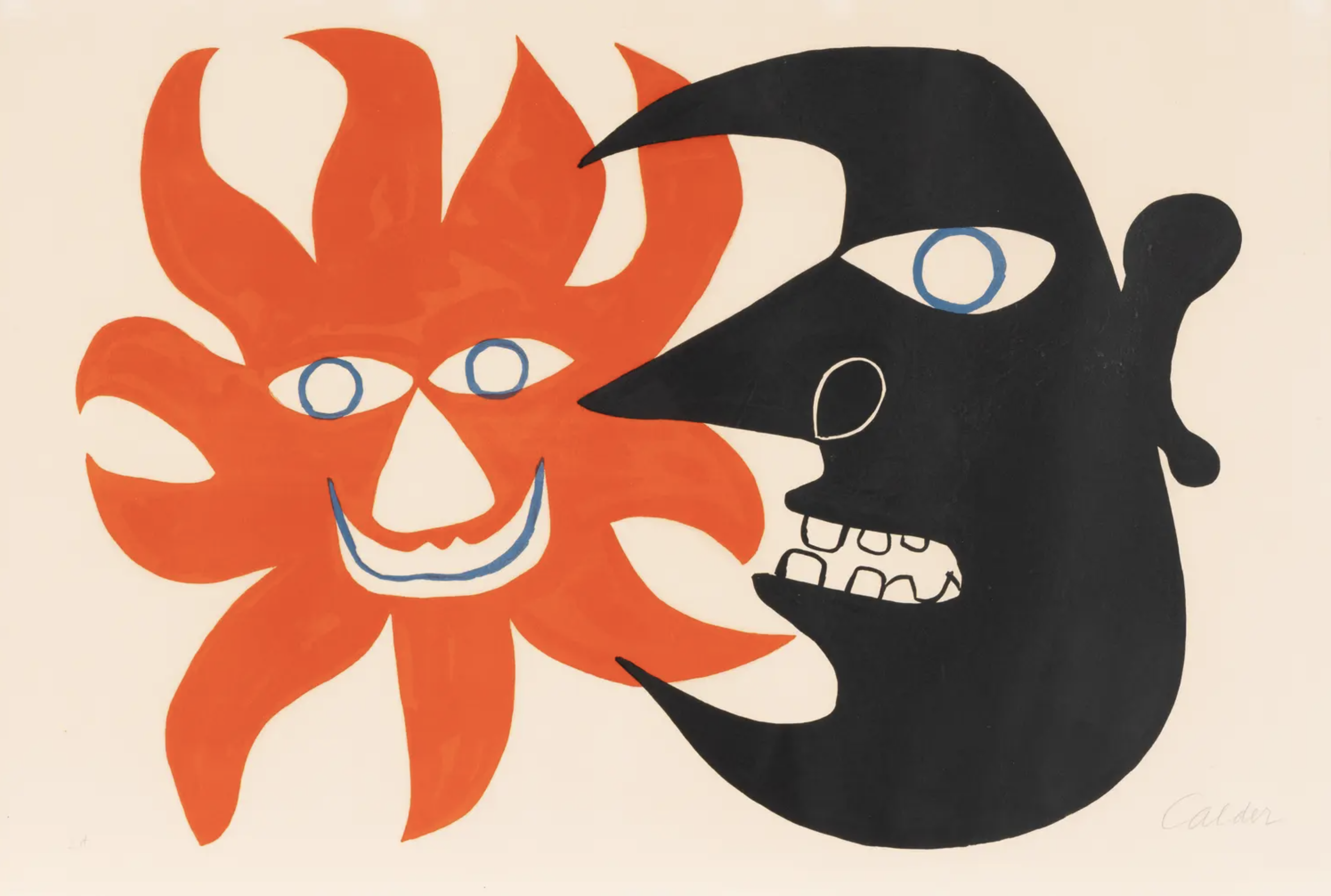 Alexander Calder – Black Moon and Red Sun, ca. 1970 – Lithografie