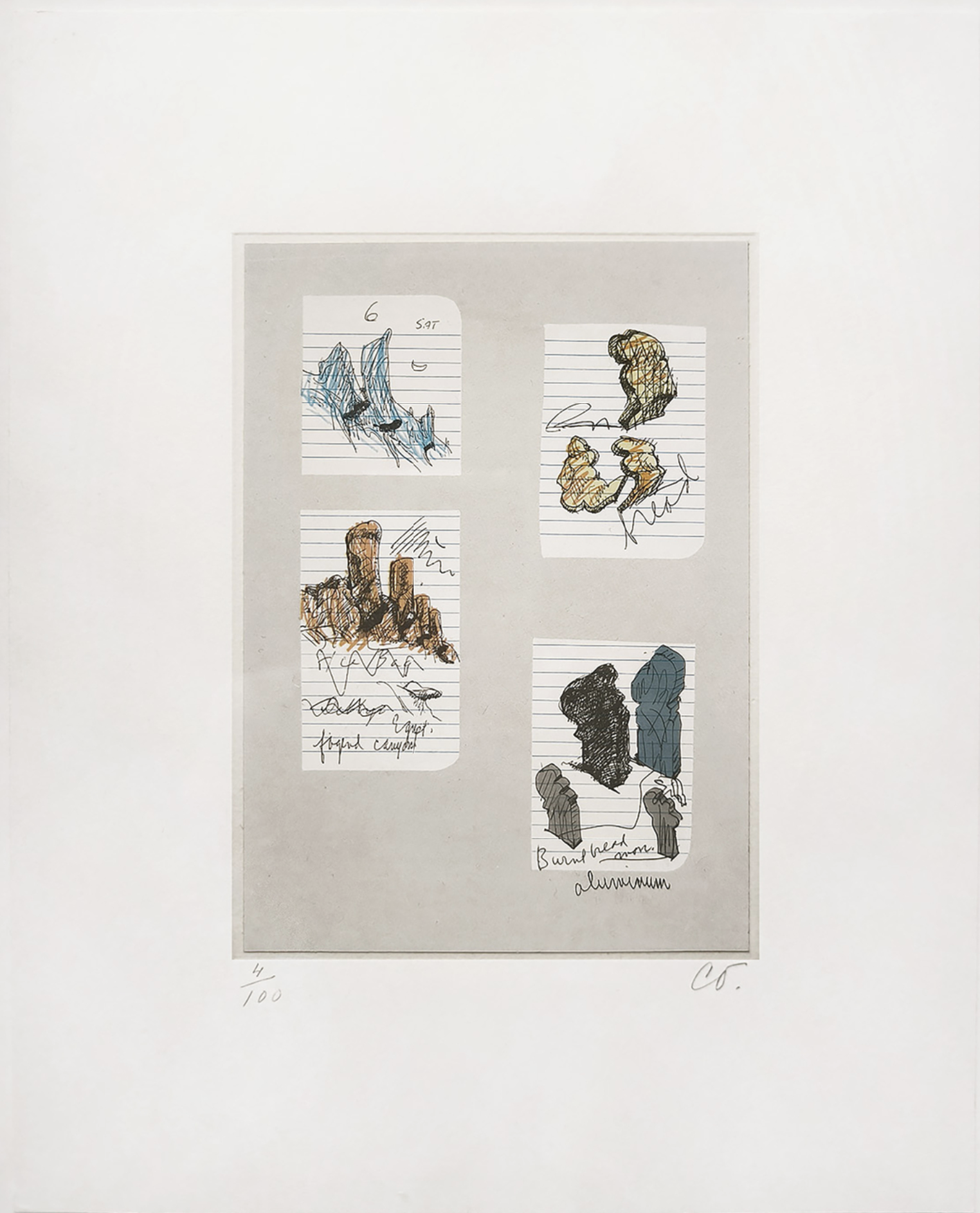 Claes Oldenburg – Notes in Hand, from the Notes in Hand Portfolio, 1972 – Offset Print