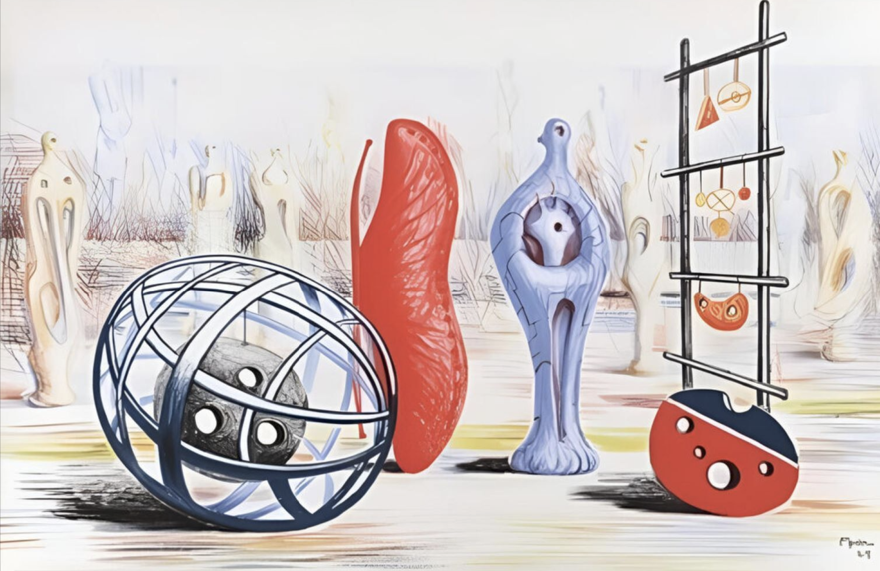 Henry Moore – Scultpural Objects School, 1949 – Lithographie