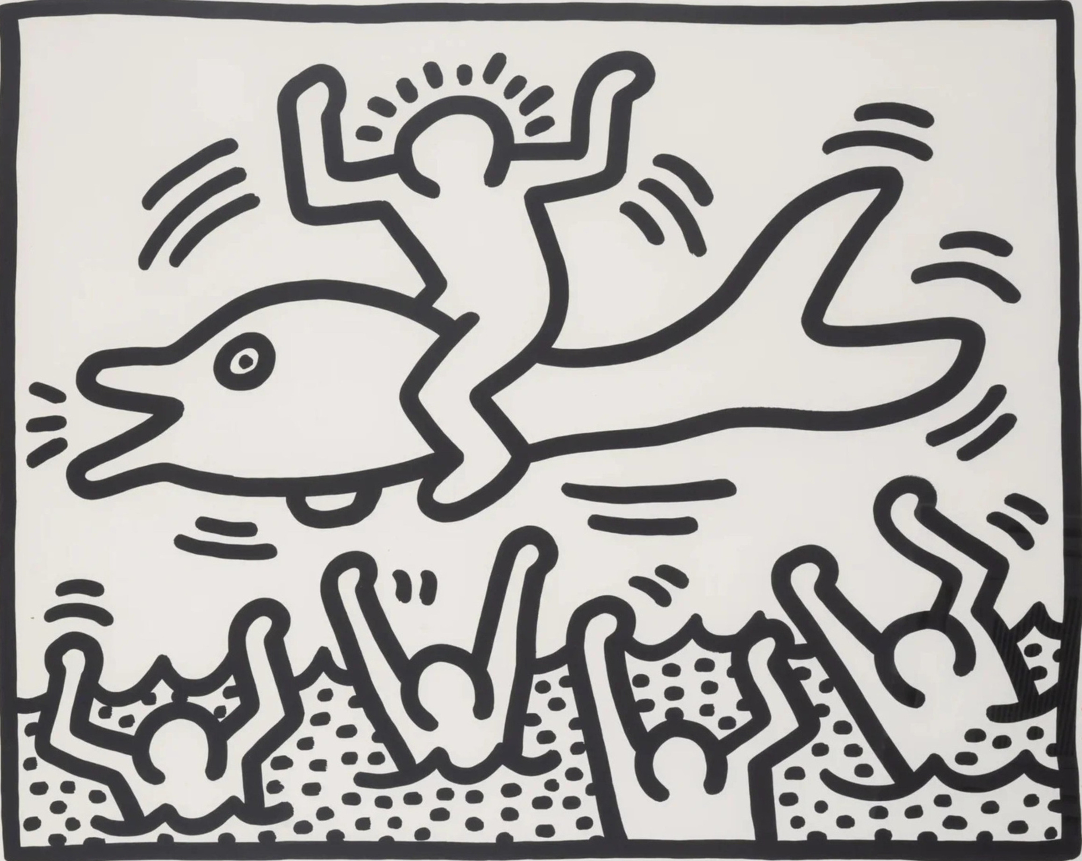 Haring, Keith | Untitled (Man on Dolphin), 1987 — available on Composition Gallery
