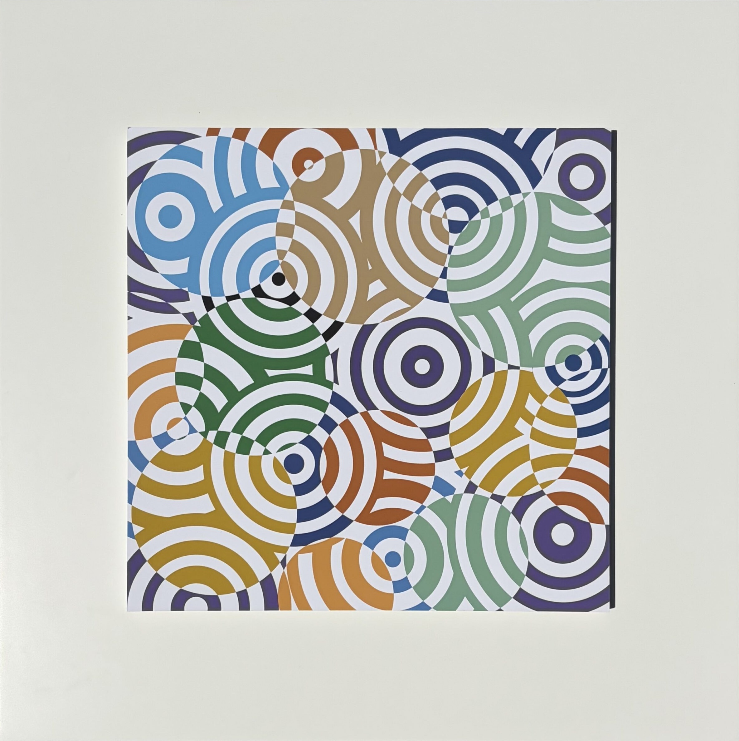Antonio Asis – Interferences cercles de couleurs Gris Rouge Arc en Ciel, 2010 – Gemengde techniek.