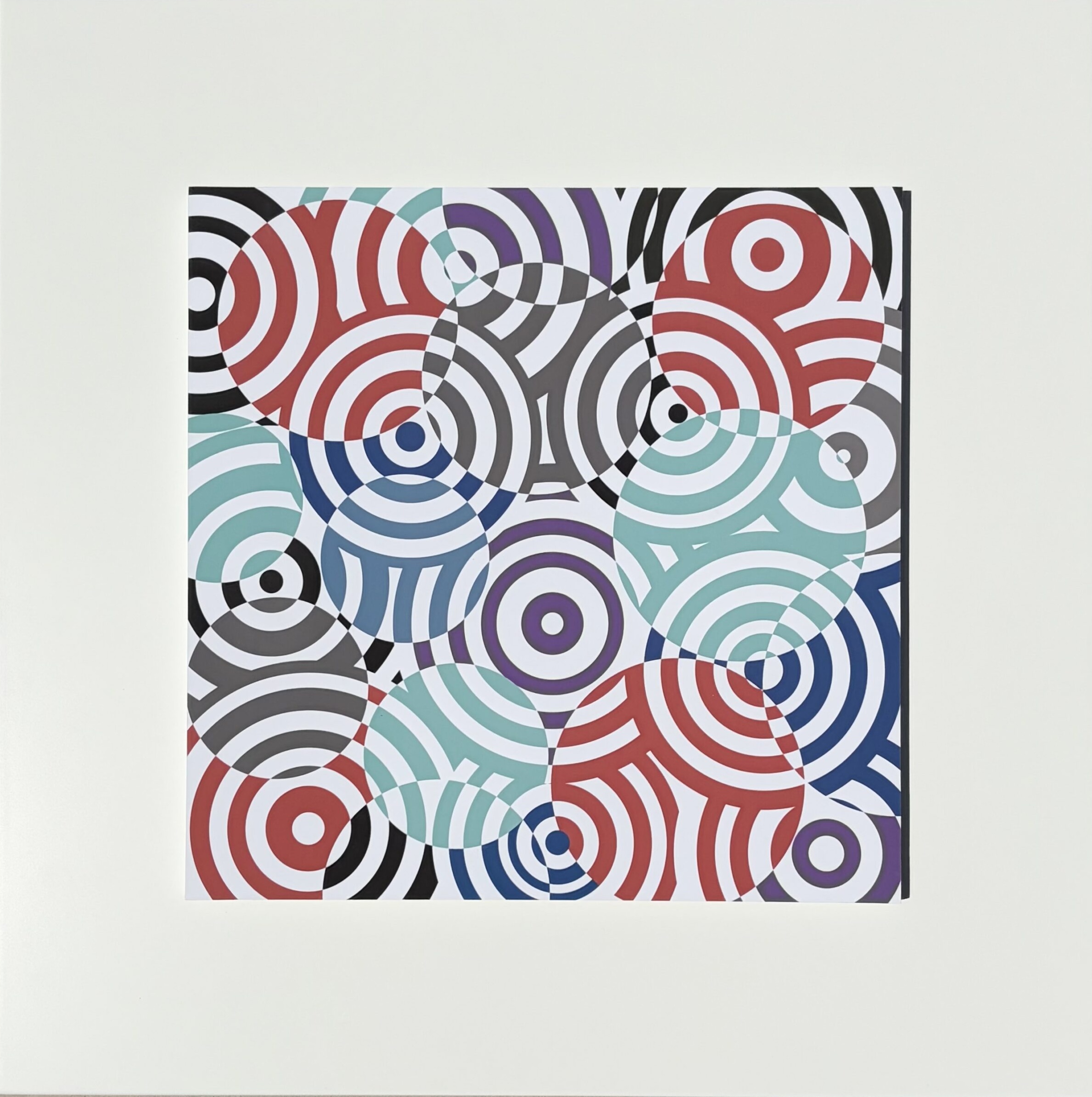 Antonio Asis – Interferences cercles de couleurs Gris Rouge, 2010 – Gemengde techniek.