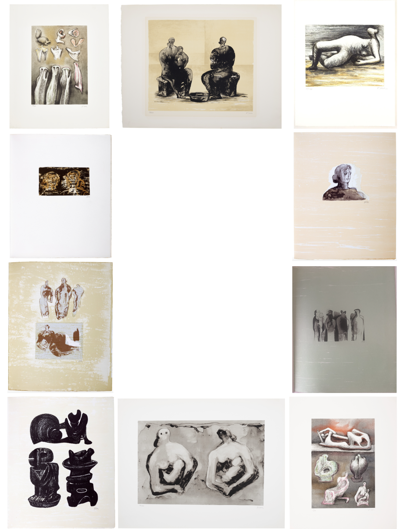 Henry Moore – Collection of 10 Prints, 1973–1981 – Técnica mixta