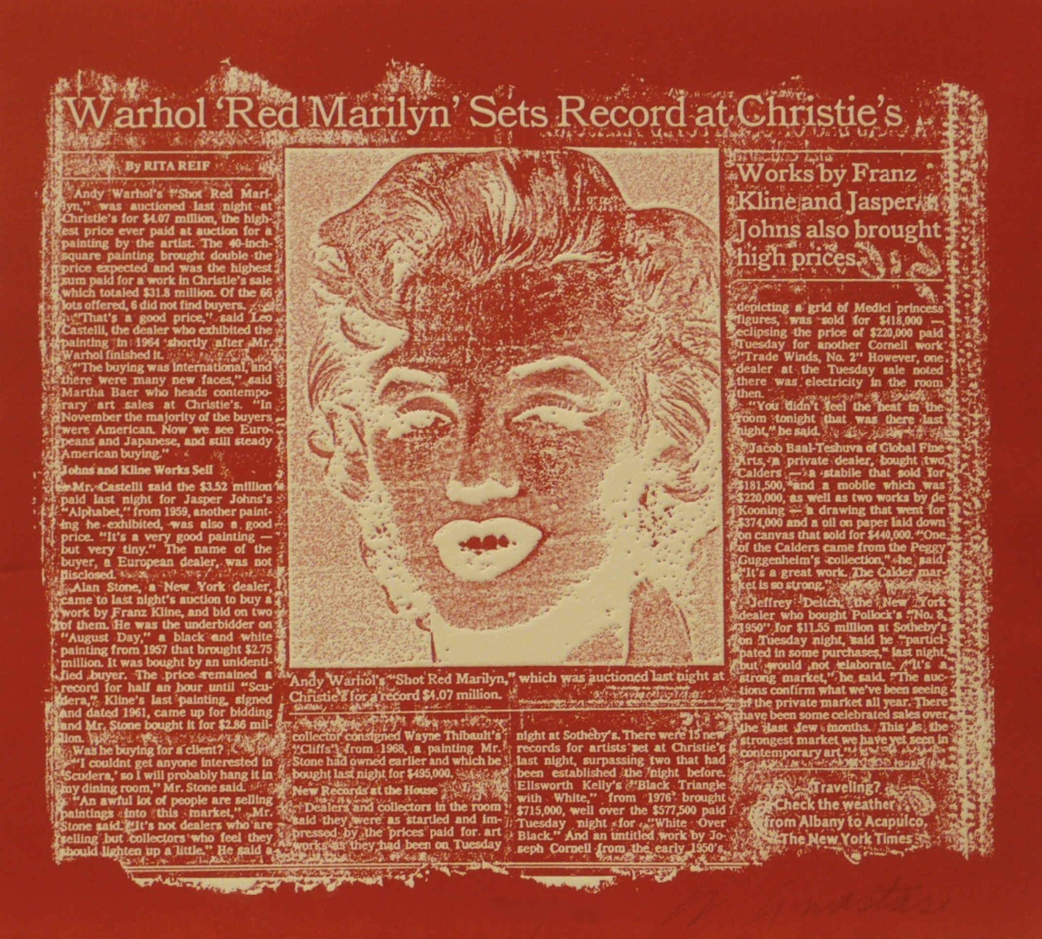 William Anastasi – Red Marilyn, 1990 – Gravure