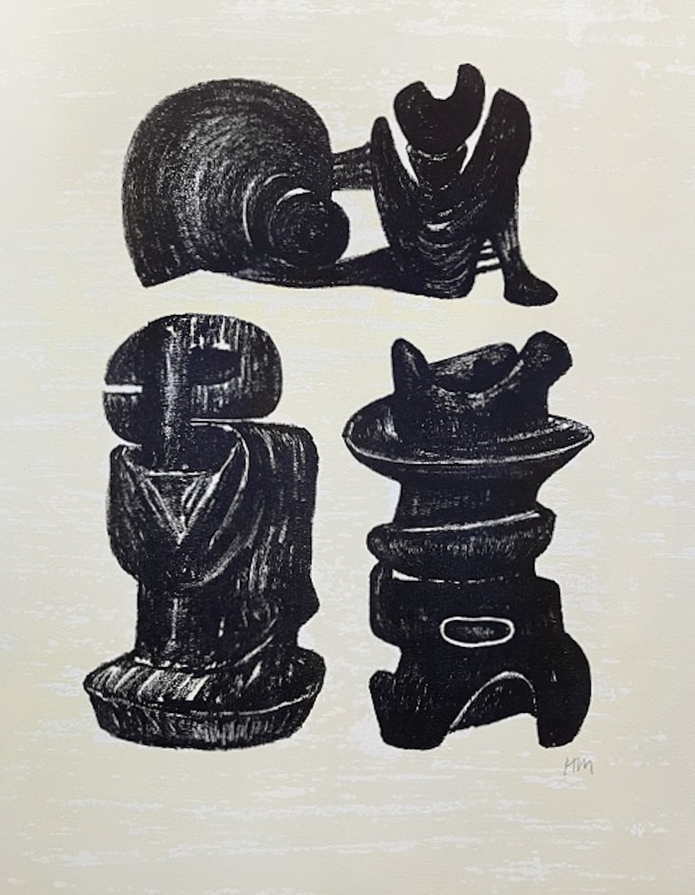 Henry Moore – La Poesie: Three Sculptural Forms (C. 320), 1973-1975 – Litografía