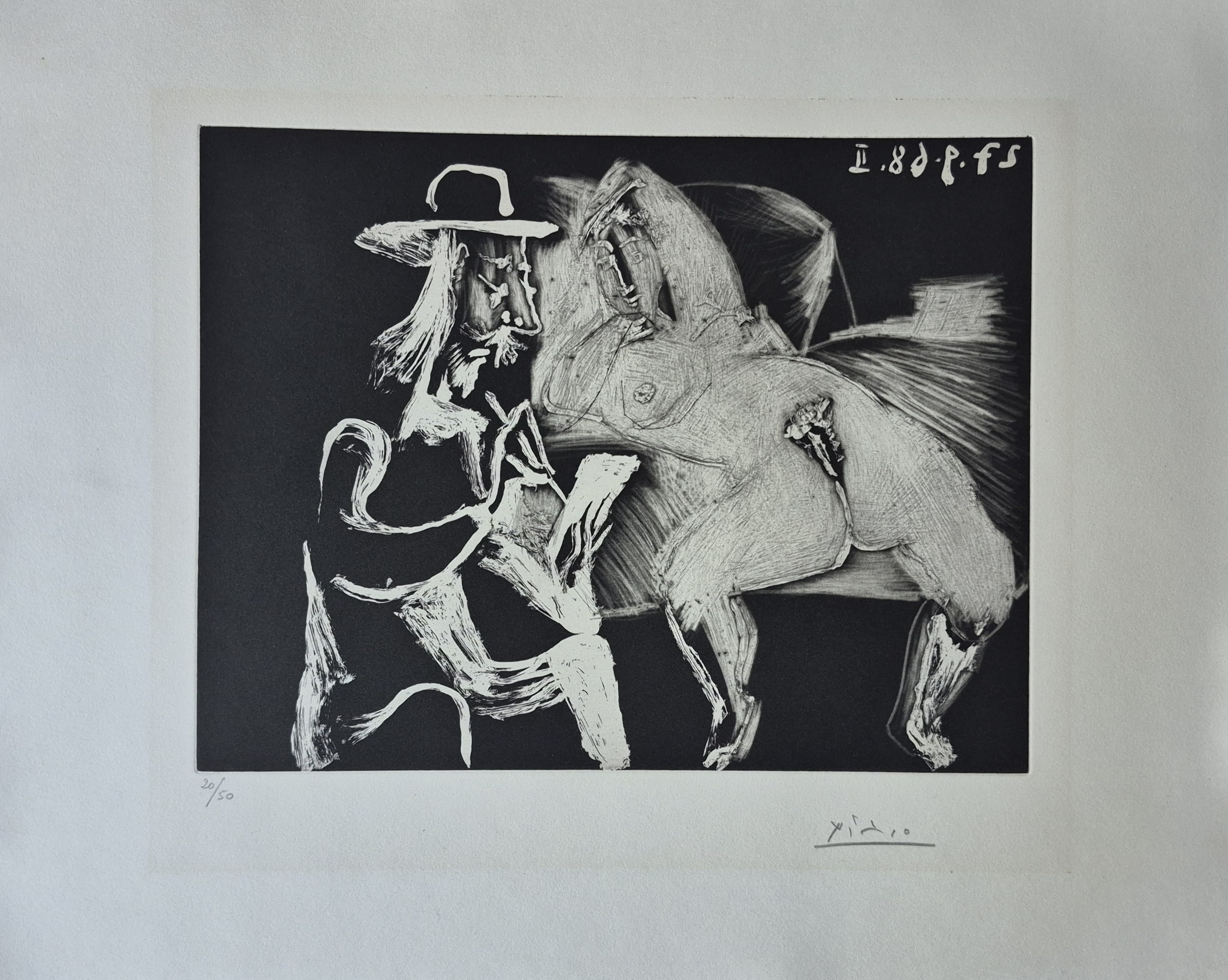 Pablo Picasso – Homme au Chapeau dessinant à Côté d'une Femme offerte, from Séries 347, 1969 – Radierung