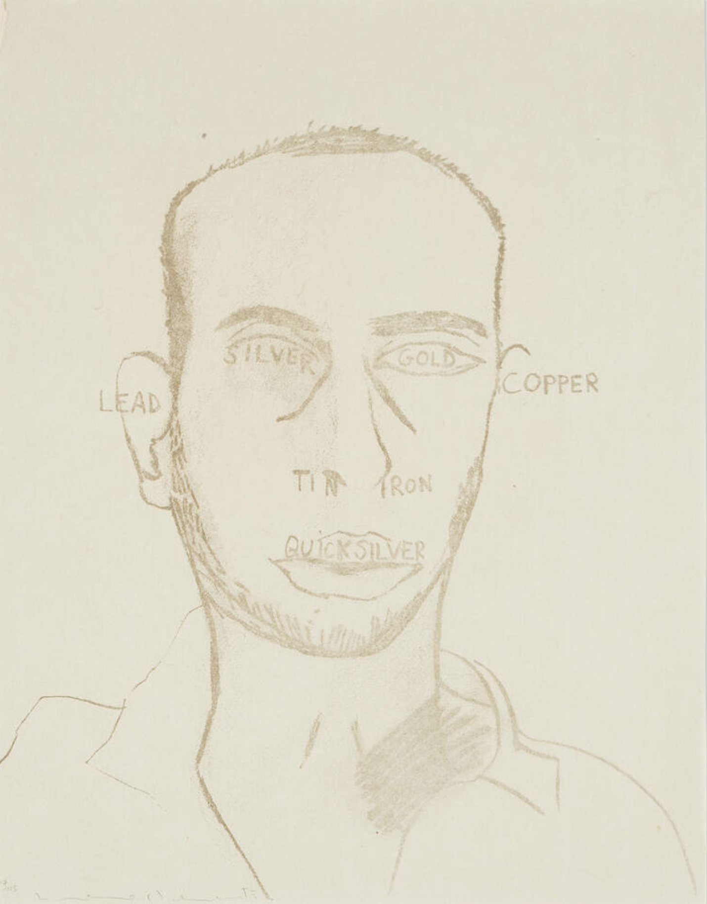 Francesco Clemente – Traditional Self Portrait, from Art Pro-Choice II, 1991 – Litografía