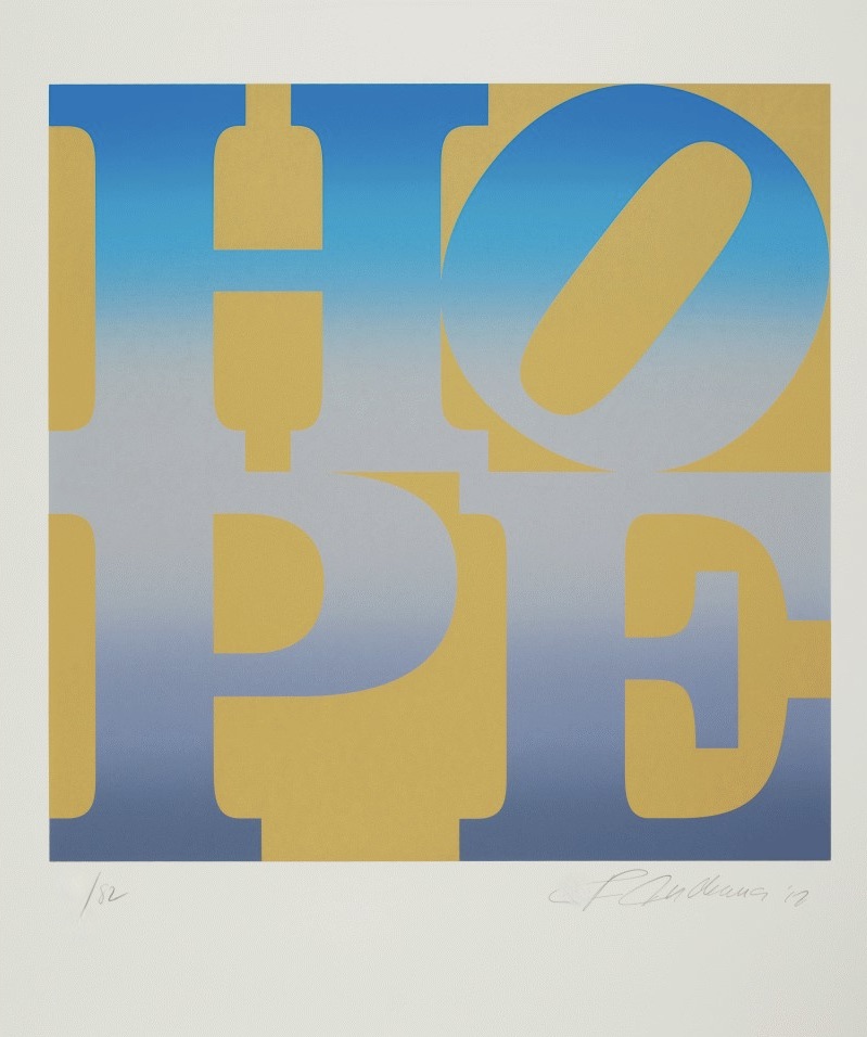 Robert Indiana – Four Seasons of Hope: Winter (Gold), 2012 – Zeefdruk