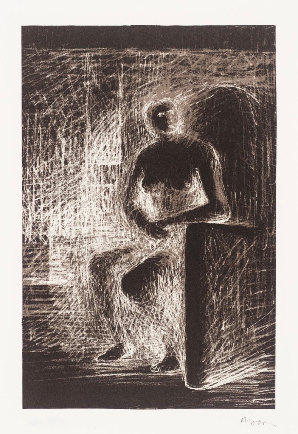 Moore, Henry | Seated Figure IV - Reverse Lighting, 1974 — available on Composition Gallery