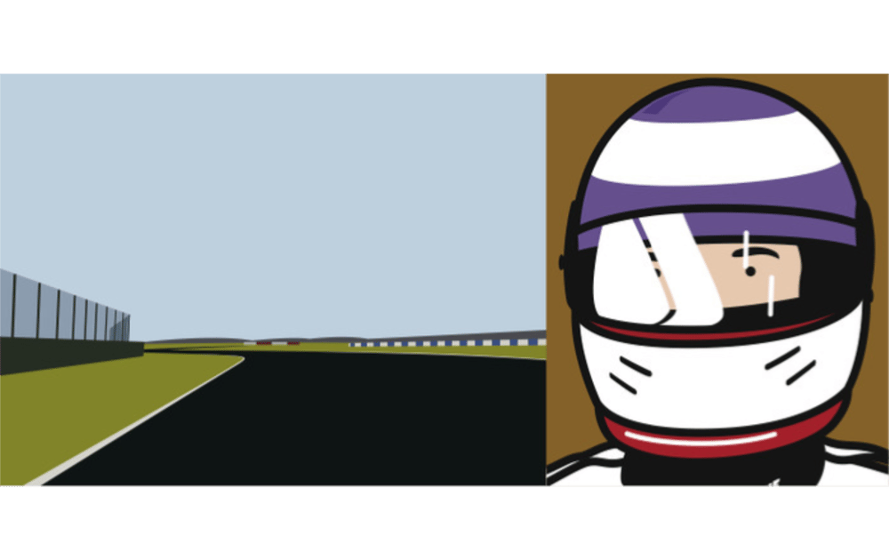 Opie, Julian | Imagine you are driving (fast)/Olivier w/helmet, 2002 — available on Composition Gallery