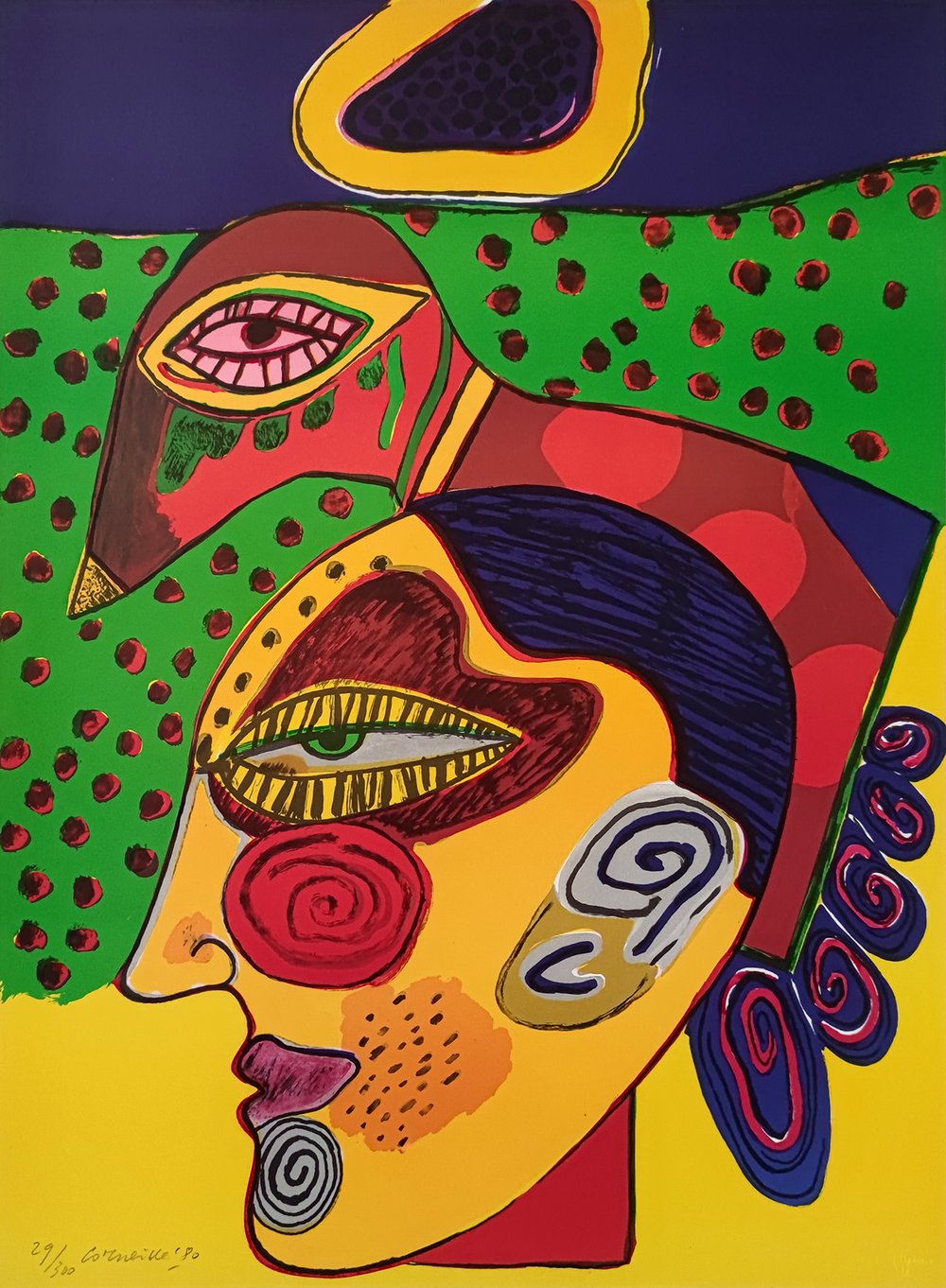 Corneille, Guillaume | Tête de femme et oiseau pensif, 1980 — available on Composition Gallery