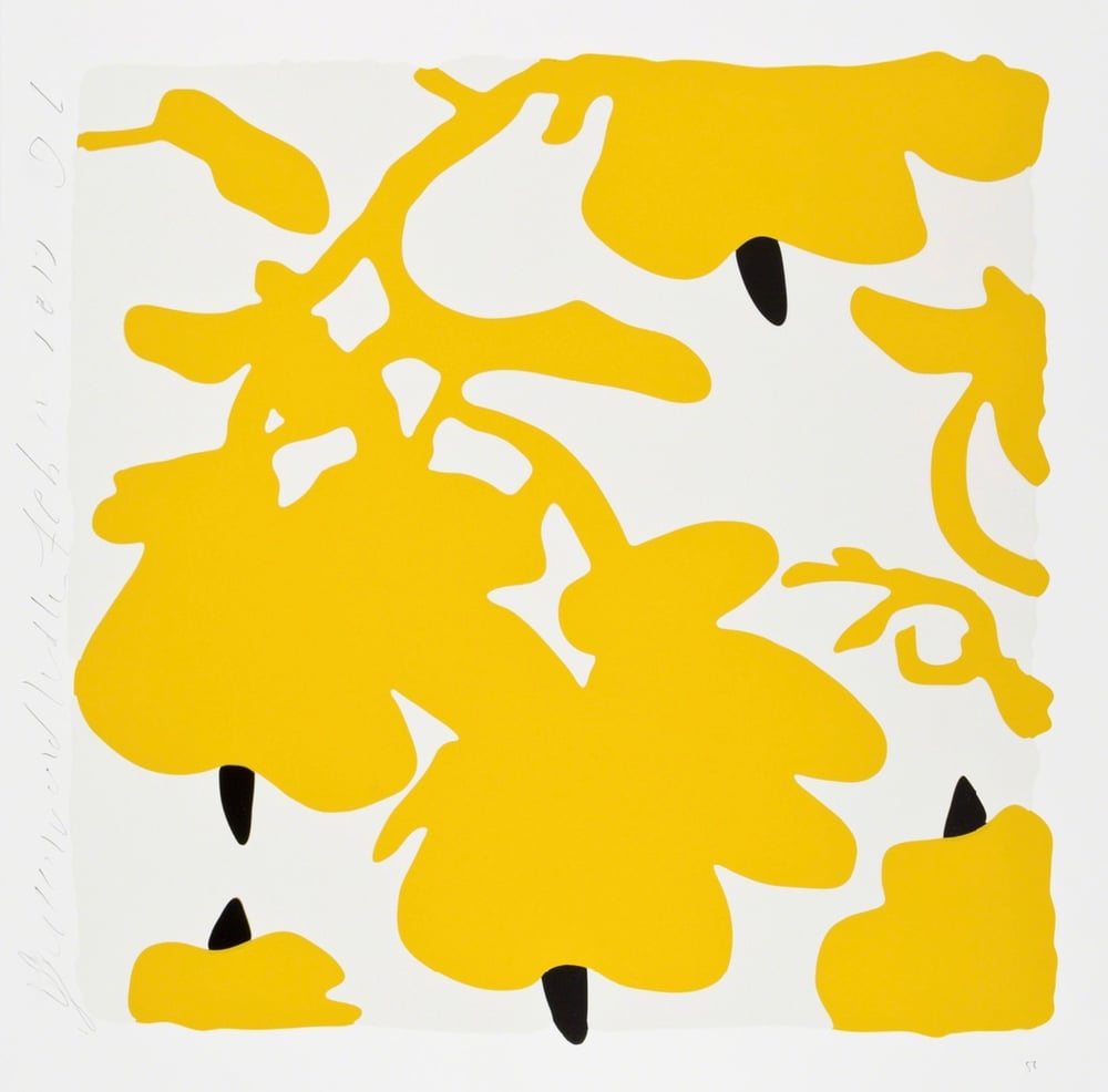 Sultan, Donald | Lantern Flowers - Yellow/White background, 2017 — available on Composition Gallery