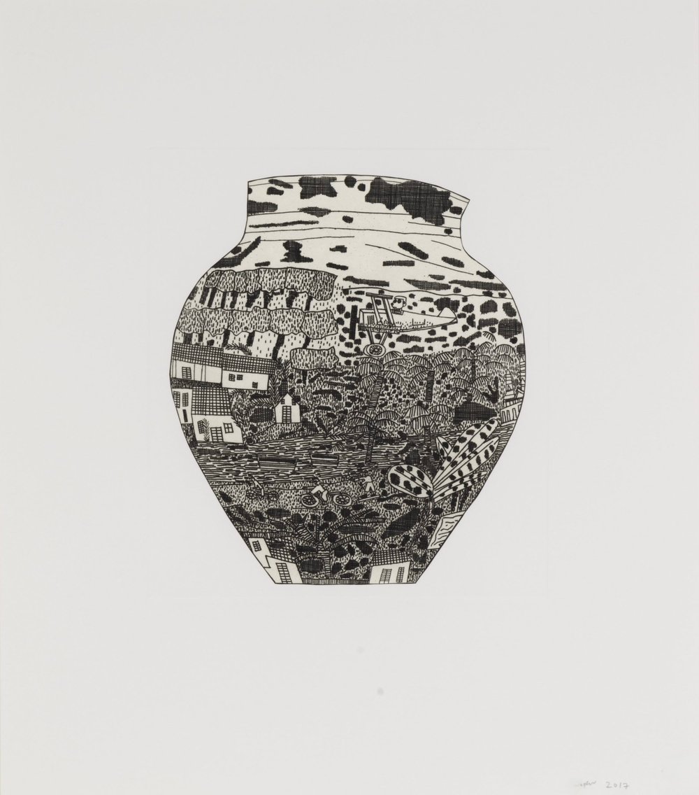 Wood, Jonas | Untitled (Round Pot From 8 pots), 2017 — available on Composition Gallery