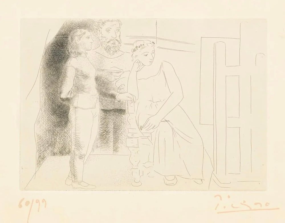 Picasso, Pablo | Peintre Avec Deux Modeles Regardant une Toile, 1927 — available on Composition Gallery