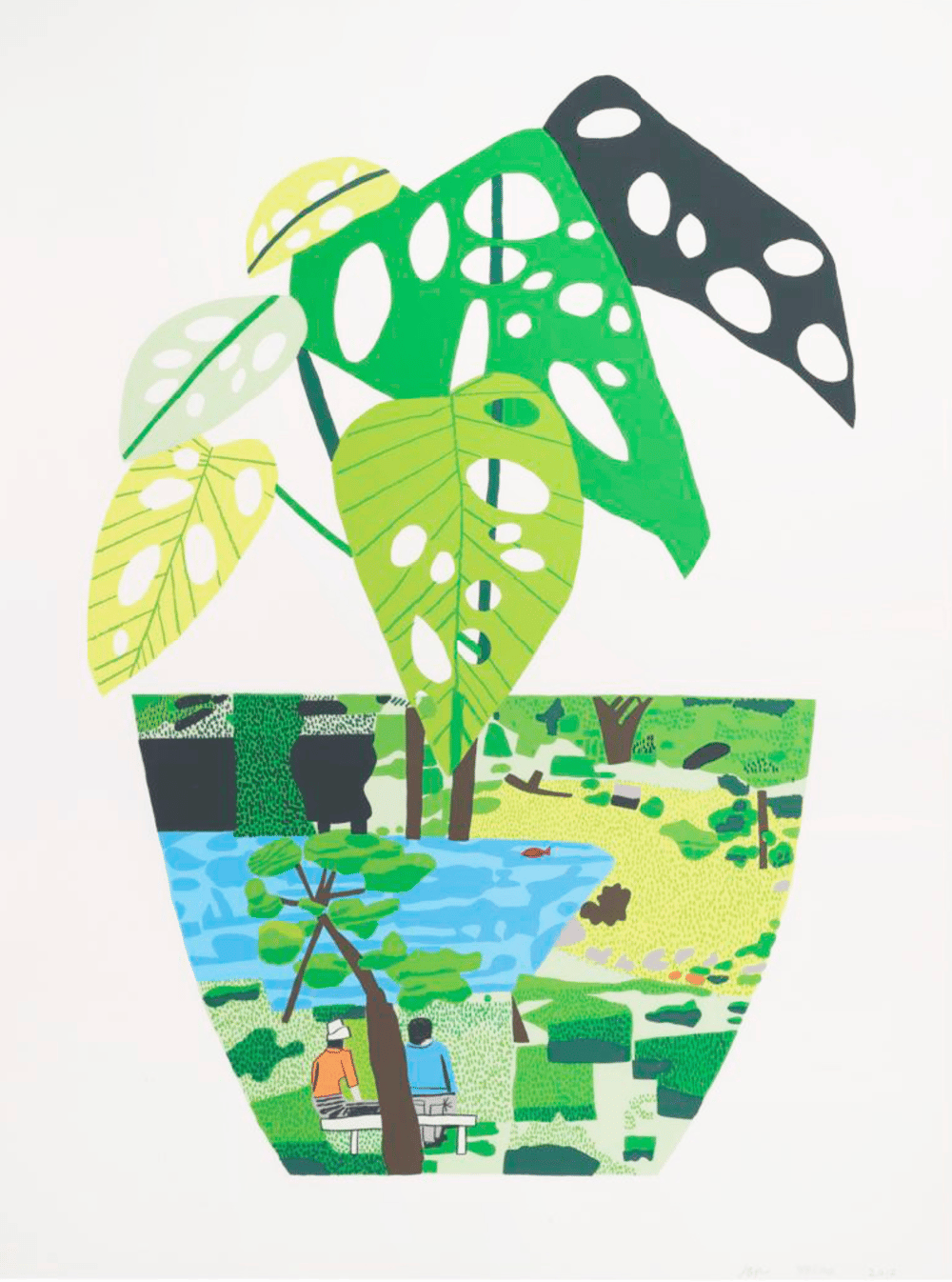 Wood, Jonas | Landscape Pot with Plant, 2017 — available on Composition Gallery