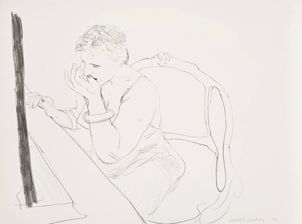 Hockney, David | Celia Adjusting Her Eyelash (G.837), 1979 — available on Composition Gallery