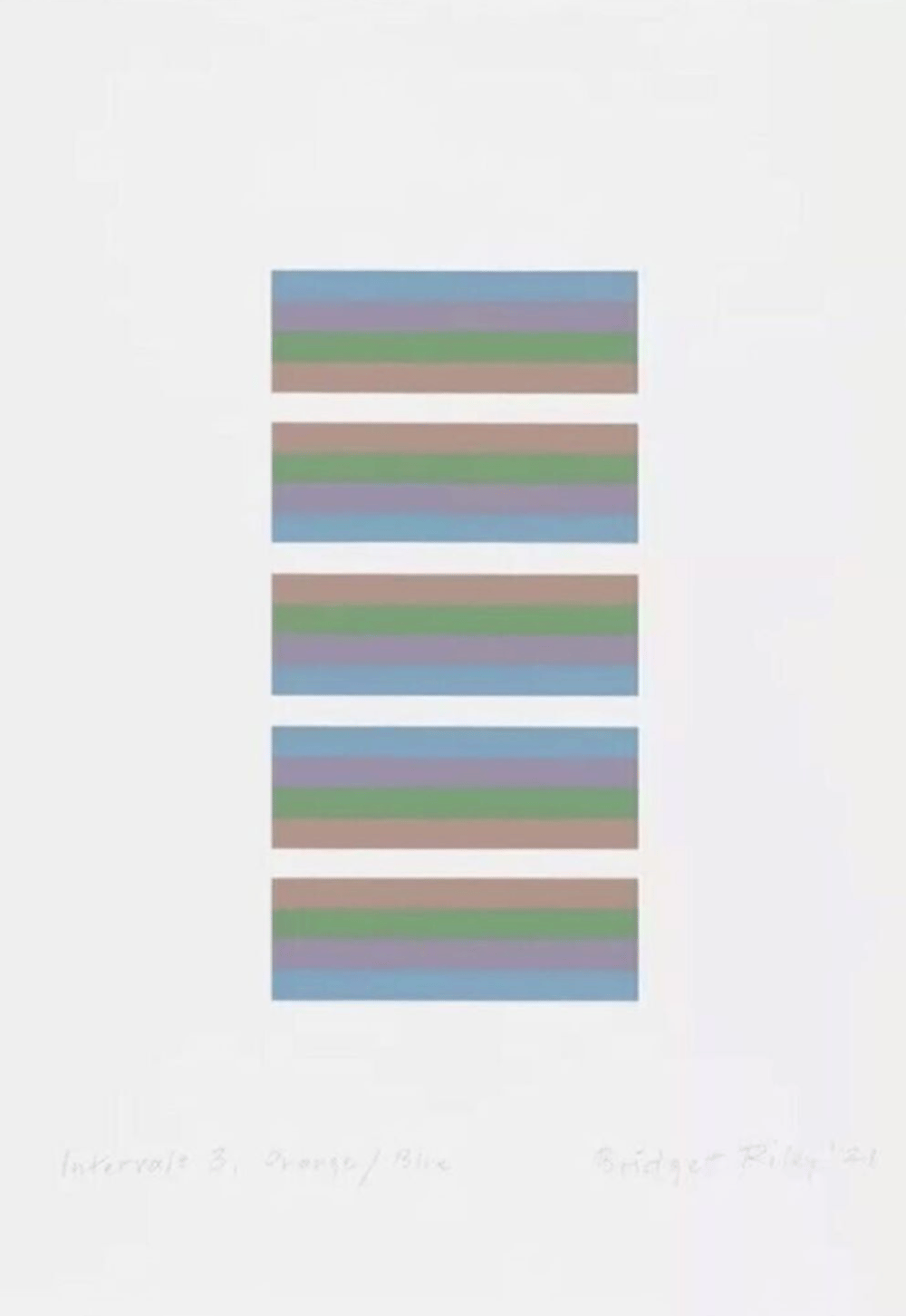 Riley, Bridget | Intervals 3 - Orange / Blue, 2021 — available on Composition Gallery