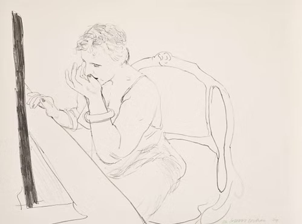 Hockney, David | Celia Adjusting Her Eyelash, 1979 — available on Composition Gallery