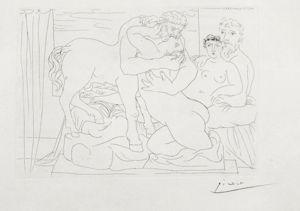 Picasso, Pablo | Sculptor Reclining Before Centaur and Woman, 1933 — available on Composition Gallery Picasso, Pablo | Sculptor Reclining Before Centaur and Woman, 1933 — available on Composition Gallery