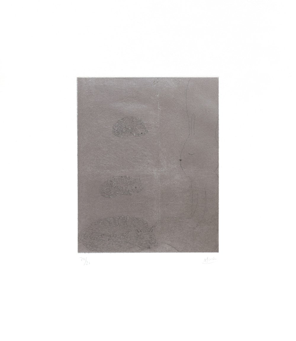 Kaga, Atsushi | Four sleepers with cats and fox, 2026 — available on Composition Gallery