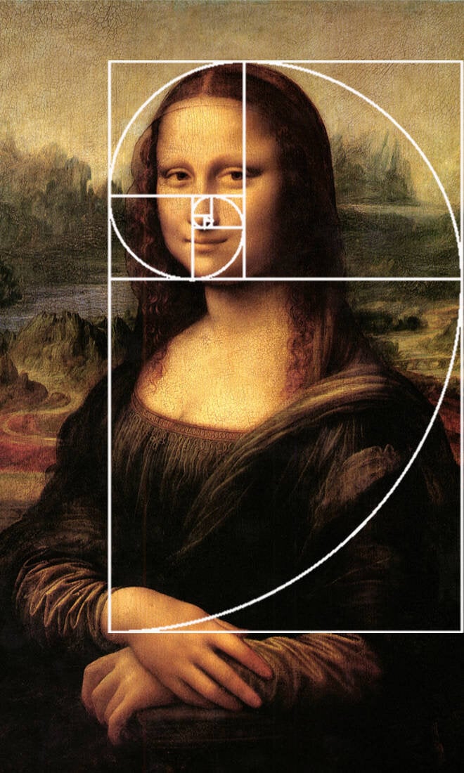 Mona Lisa and Fibonacci spiral
