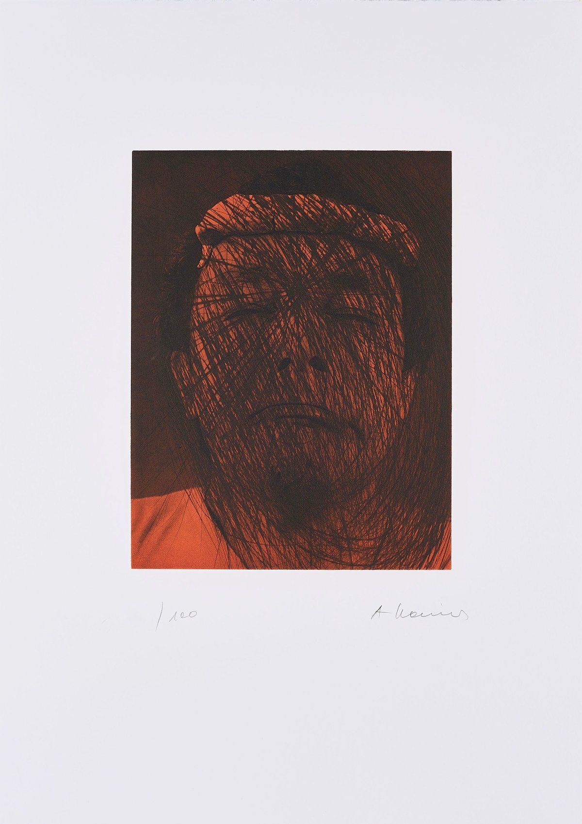 Artwork © Arnulf Rainer - Kopf auf Braun (Selbstportrait), 1991