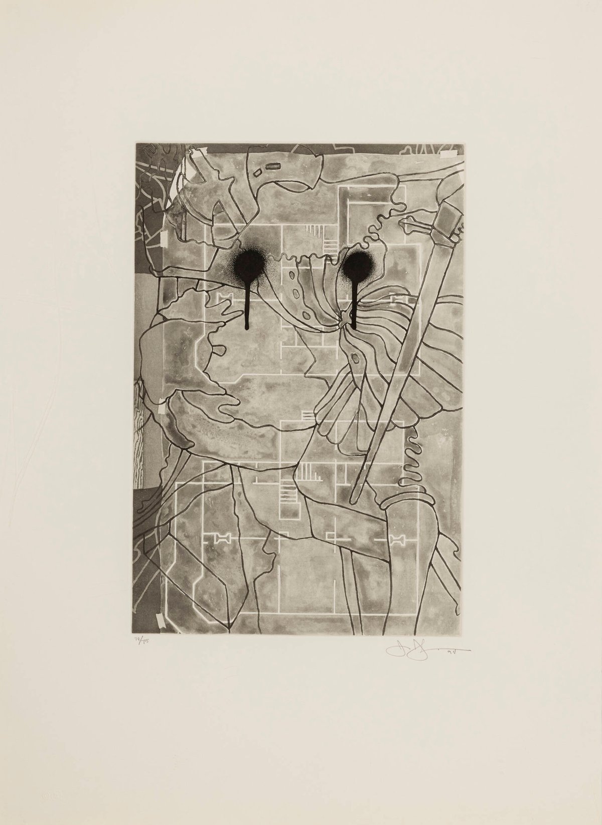 Etching print © Jasper Johns - Untitled (from The Geldzahler Portfolio), 1998