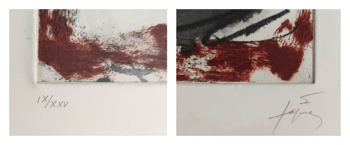 Signature and numbering on a limited edition print
