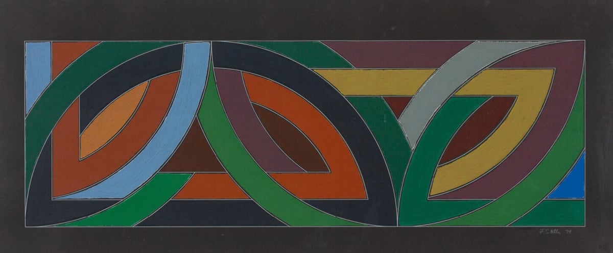 Geometric abstract art. Artwork © Frank Stella (York Factory II, 1974)
