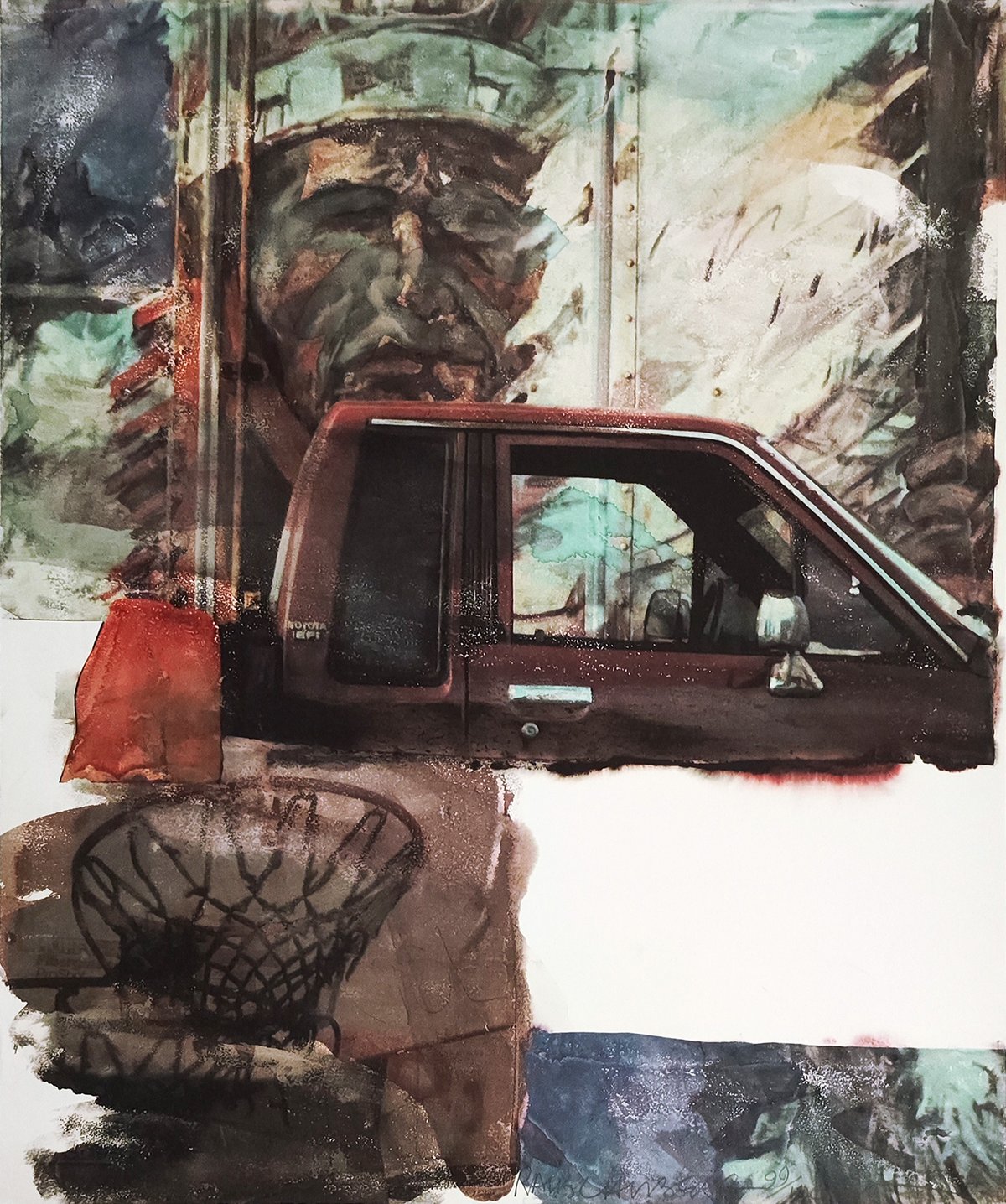 Artwork copyright © Robert Rauschenberg - Untitled (Native American with Truck)) 2000