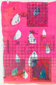 Untitled (Pink Grid and Droplets)