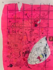 Untitled (Pink Grid and Droplets)