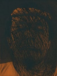 Arnulf Rainer – Kopf auf Braun (Selbstportrait), 1991 – Mixed media