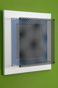 Antonio Asis – Vibration Carré Noir et Bleu, 2012 – wood, steel and serigraph