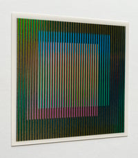 Carlos Cruz-Diez – Chromointerference La Difference signed card, 2011 – Mixed Media