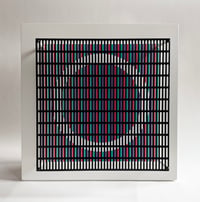 Antonio Asis – Vibration cercles mauve, rouge et turquoise, 2010 – Técnica mixta