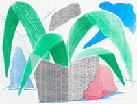 David Hockney – Green Grey & Blue Plant, July (Diptych), 1986 – Mixed Media