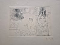 Pablo Picasso – Peintre ramassant son Pinceau (Le Chef-d'Oeuvre Inconnu), 1931 – Radierung