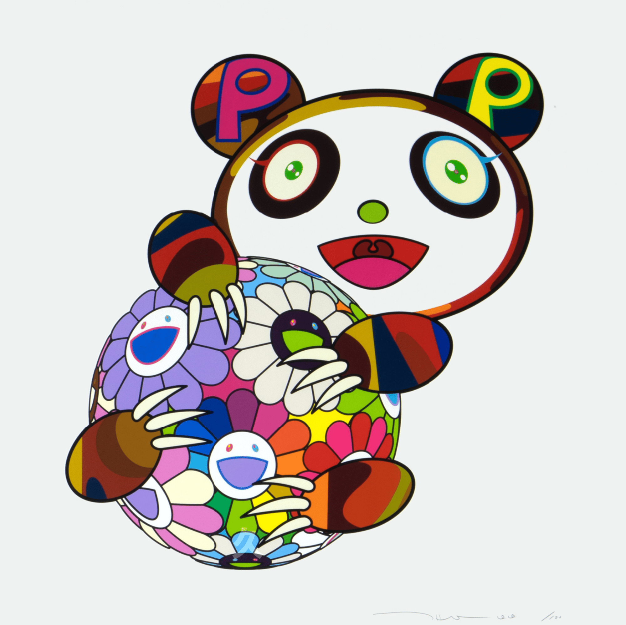 Akibahara Flowers 村上隆 UR Panda Takashi Murakami | A Panda Cub Hugging a Ball of Flowers, 2020