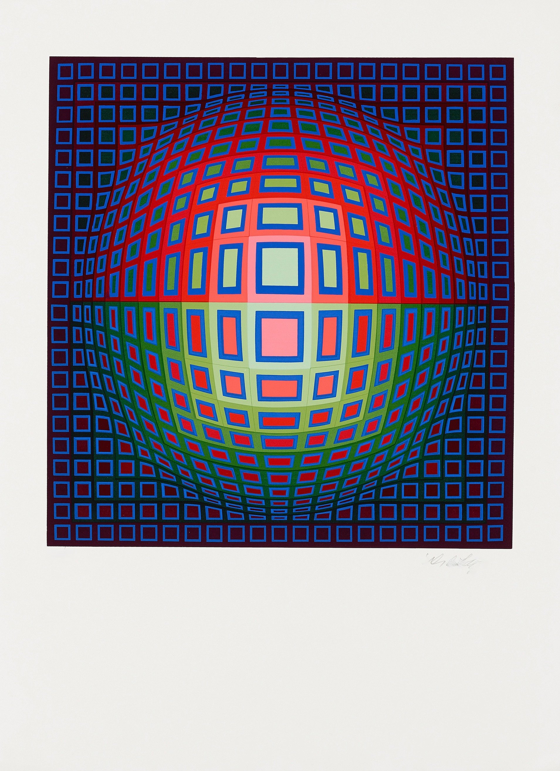 Vasarely, Victor | Blue Composition, c. 1980 — available on Composition Gallery