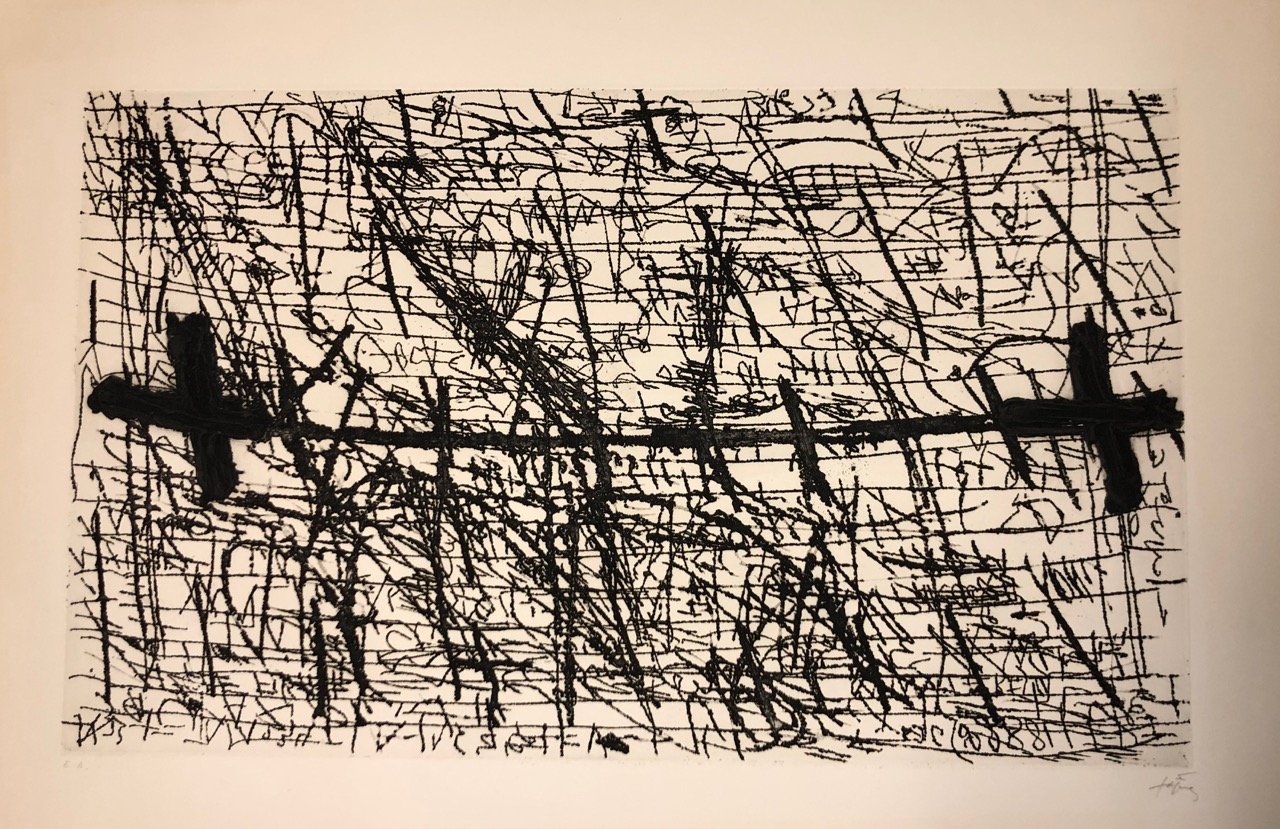 Tapies, Antoni | Graphismes et deux croix, 1972 — available on Composition Gallery