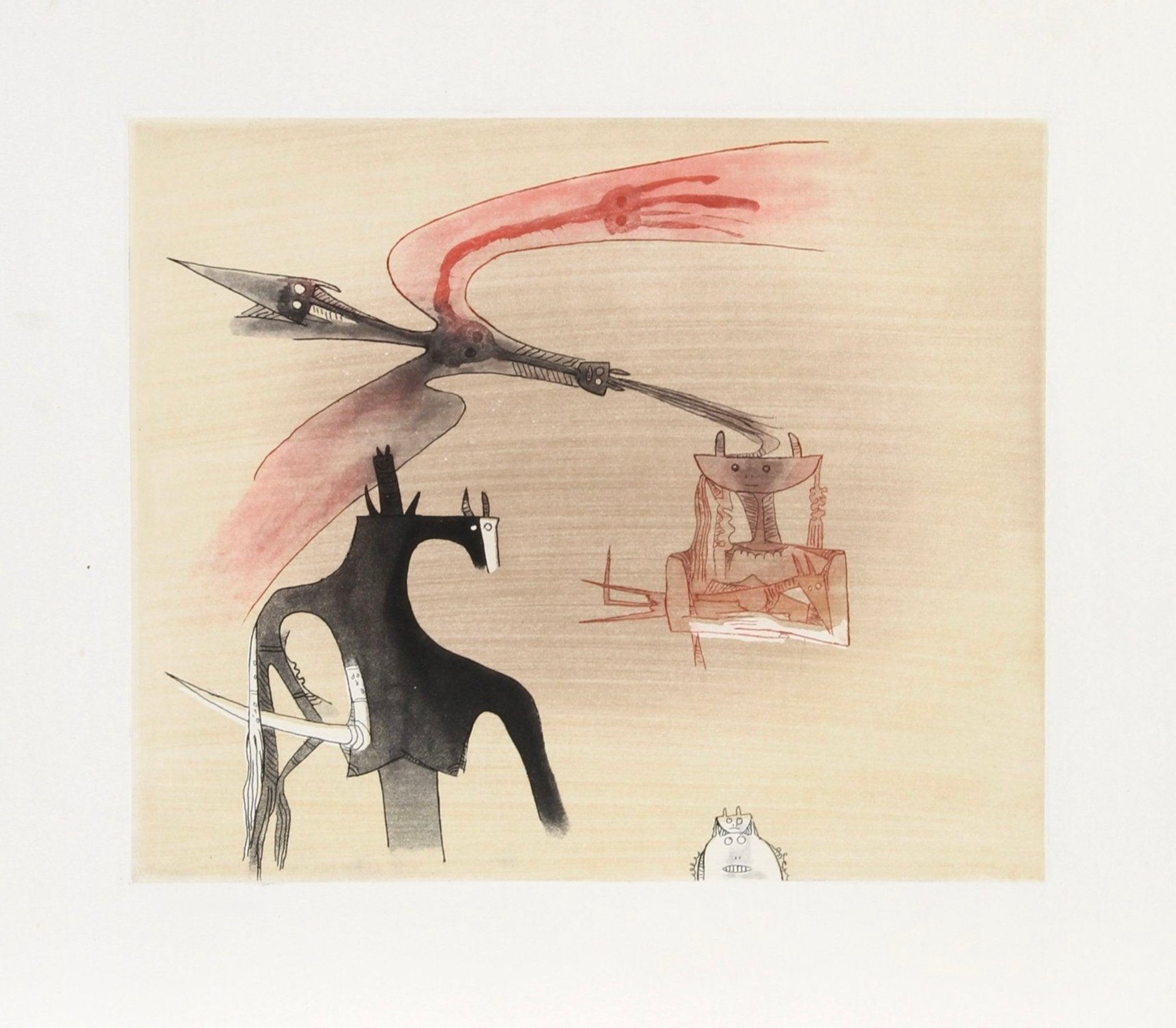 Lam, Wifredo | Contre une maison sèche (red), 1977 — available on Composition Gallery