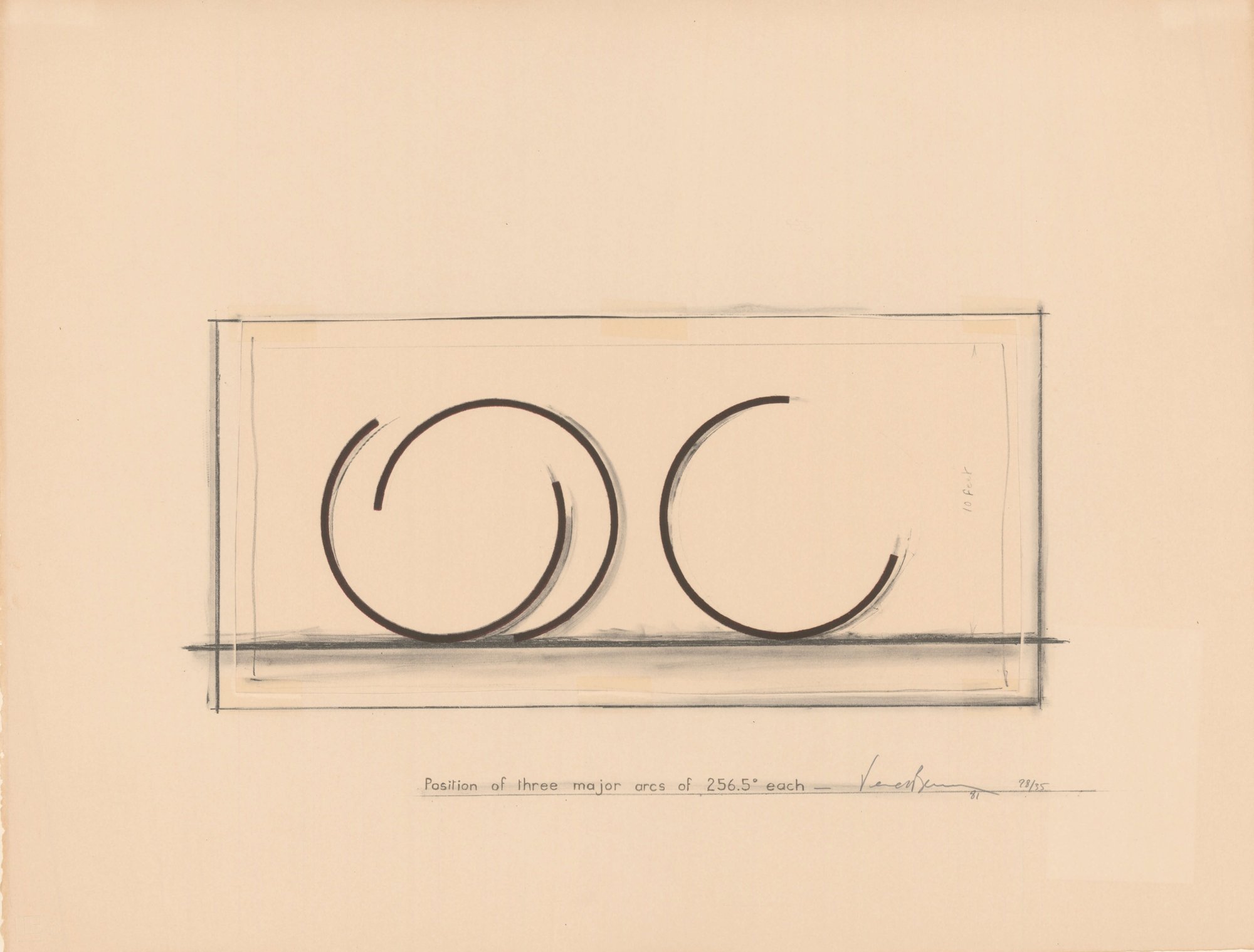 Venet, Bernar | Position of three major arcs of 265.5° each, 1981 — available on Composition Gallery