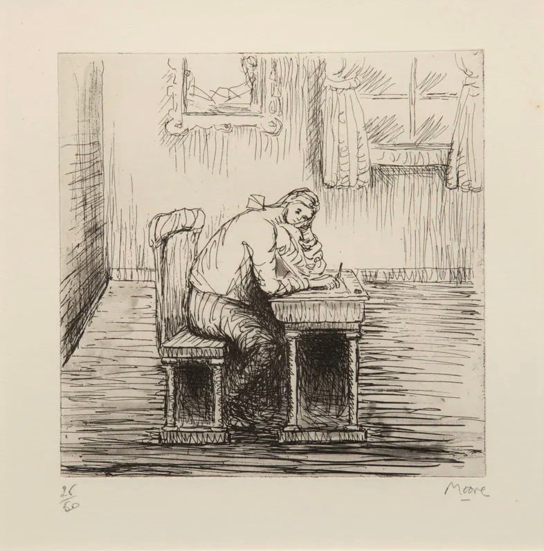 Moore, Henry | Girl doing homework II, 1974 — available on Composition Gallery