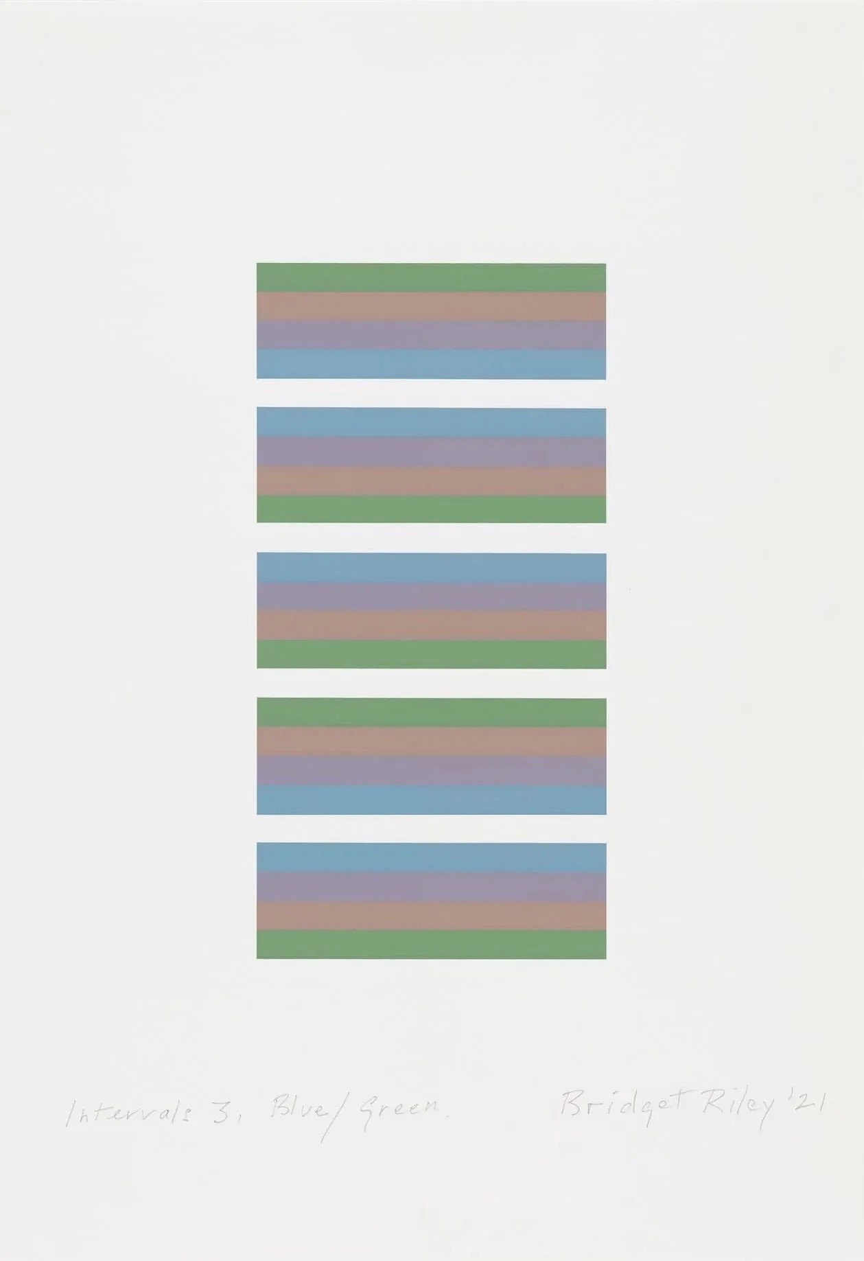 Riley, Bridget | Intervals 3, Blue / Green, 2021 — available on Composition Gallery