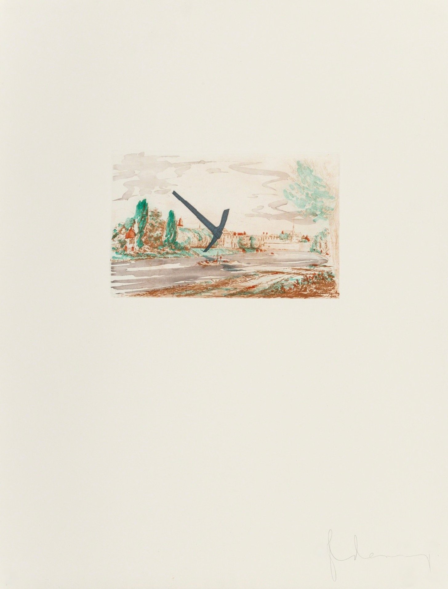 Oldenburg, Claes | Pick-Axe Superimposed on a Drawing of Site by EL Grimm, 1982 — available on Composition Gallery