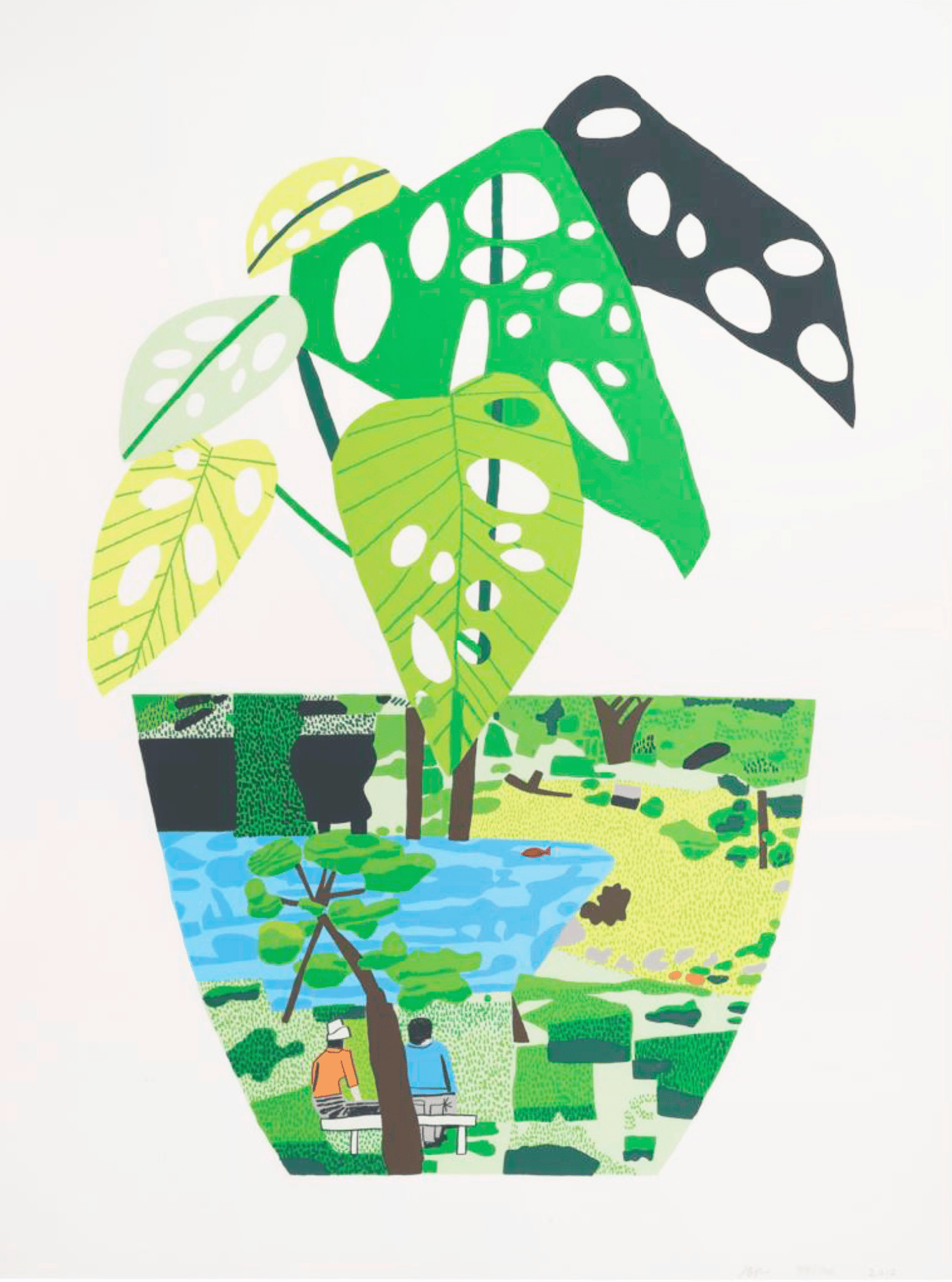 Wood, Jonas | Landscape Pot with Plant, 2017 — available on Composition Gallery